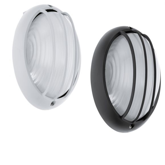 Ovale LED-Außenwandeuchte mit Strukturglas, weiß oder schwarz 