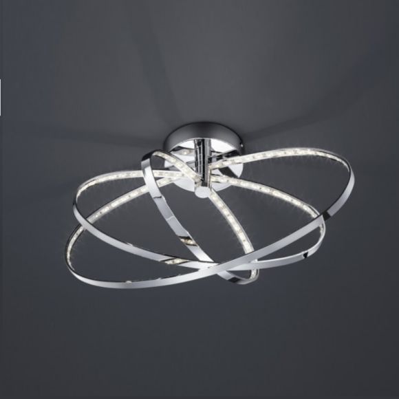 Ovale LED-Deckenleuchte - drei verchromte Ringe - inklusive LED-Leuchtmittel