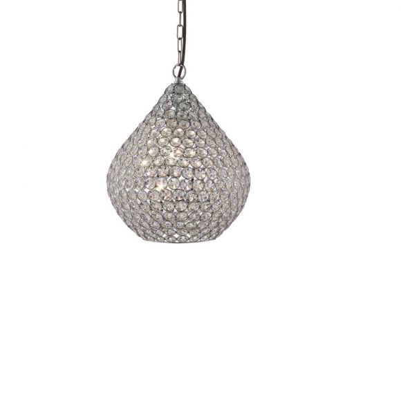 Pendelleuchte Chantilly aus Chrom und Kristallglas, 38 cm