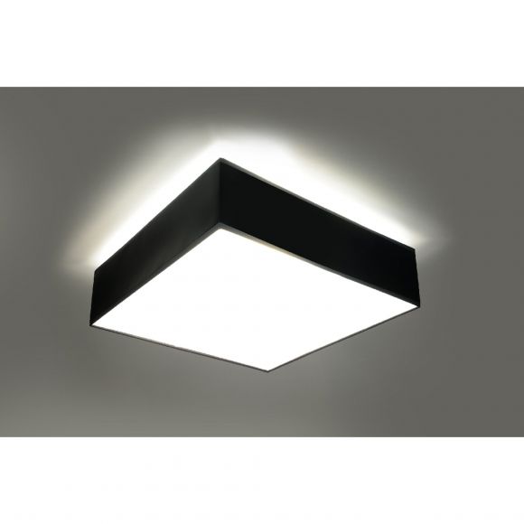 quadratische E27 Deckenleuchte aus Stahl 2-flammige Deckenlampe mit Blendschutz schwarz 35 x 35 cm