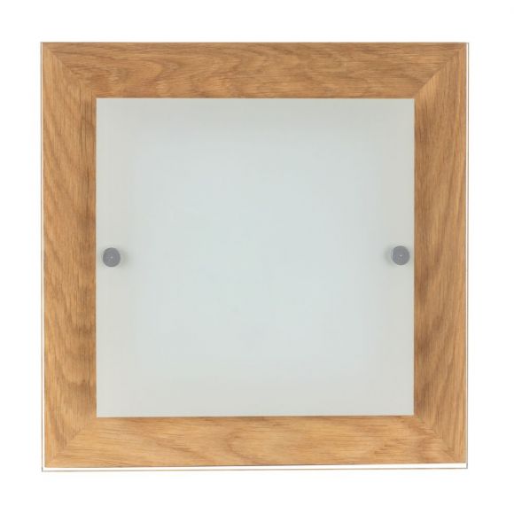 quadratische LED Wandleuchte 14W, aus Eichenholz, Glasplatte, 2 Varianten 