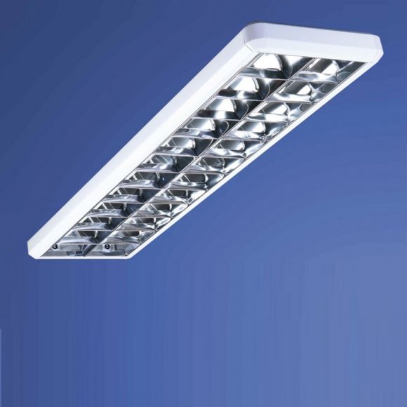 Rasterleuchte in Weiß, Raster in Aluminium glänzend - Für LED Röhren mit G13 Sockel