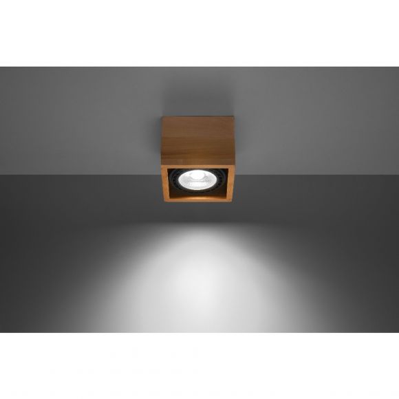 rechteckige Downlight Deckenleuchte aus Holz Deckenlampe 14 x 14 x 10 cm
