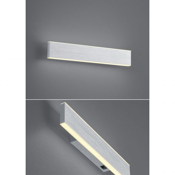 rechteckige LED Wandleuchte matt Wandlampe silber mit Schalter 30 cm