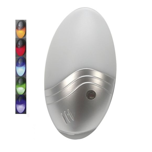 RGB-LED-Nachtlicht mit Tag-/ Nachtsensor und automatischem Farbwechsel in Silber 0,6W