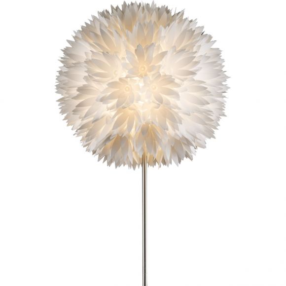 runde E27 Stehleuchte matt 1 Rohr gerade Kugel mit Blütenformen Kabel 18 m Stehlampe weiß Schalter ø 45 cm 