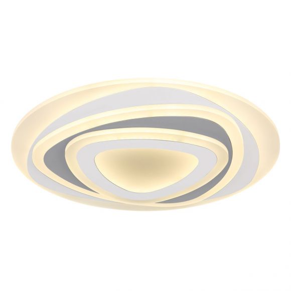 runde LED Deckenleuchte mit CCT-Lichtfarbsteuerung & Fernbedienung aus Acryl opalDreiecke aufgesetzt Deckenlampe anthrazit ø 50 cm