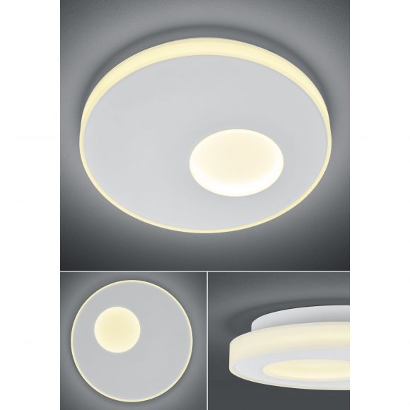 runde LED Deckenleuchte mit CCT-Lichtfarbsteuerung & Fernbedienung aus Acryl Deckenlampe Weiß ø 50 cm