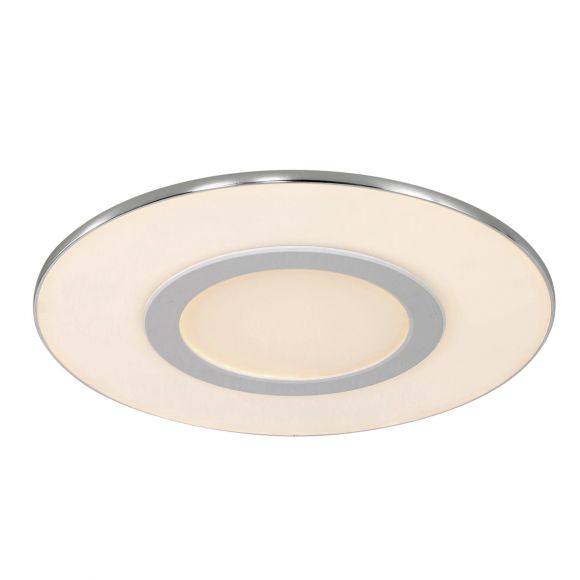 runde LED Deckenleuchte mit Chromrand, weiß, dimmbar per Fernbedienung, D= 60 cm, inkl. LED