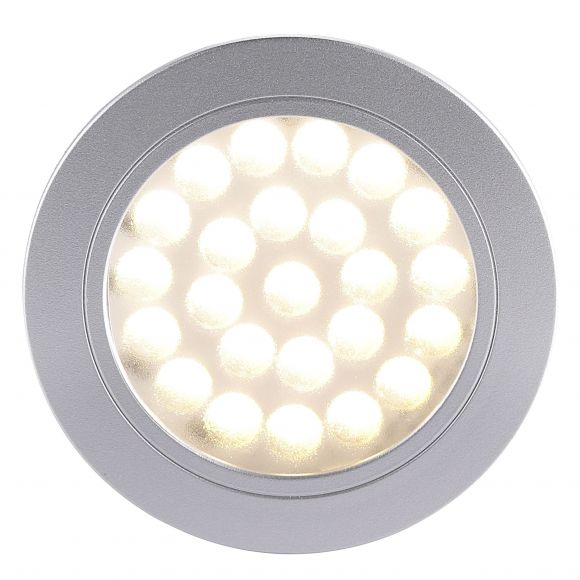 runde LED Einbauleuchte klar Einbaulampe aluminiumfarben mit Schalter ø 65 cm
