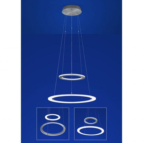runde LED Ring Pendelleuchte mit CCT-Lichtfarbsteuerung & Fernbedienung eloxiert Hängelampe anthrazit ø 50 cm
