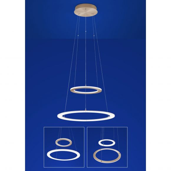 runde LED Ring Pendelleuchte mit CCT-Lichtfarbsteuerung & Fernbedienung eloxiert Hängelampe roségold ø 50 cm