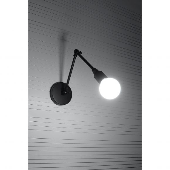 schwenkbare E27 Wandleuchte im Industrial-Style Wandlampe Leseleuchte Hängelampe mit Gelenkarmen schwarz