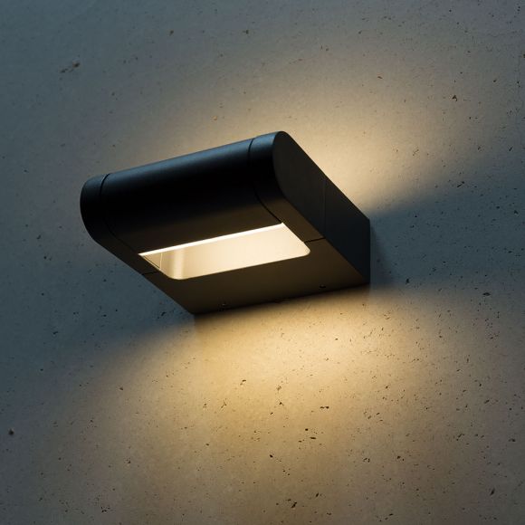 Schwenkbare LED Außenwandleuchte aus Aluminium matt anthrazit / schwarz, 8,5 Watt IP54