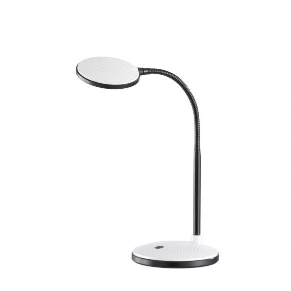 schwenkbare LED Tischleuchte Flexarm Tischlampe weiß schwarz mit Schalter Warmweiß 14,30 x 36,50 cm