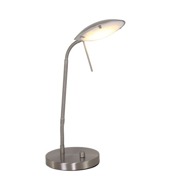 schwenkbare Schreibtischlampe, dimmbar per Drehdimmer, Tischleuchte, silber, inkl. LED 10 W