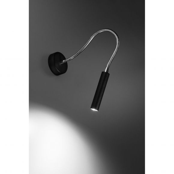 schwenkbare Wandleuchte Leseleuchte aus Stahl  Wandlampe schwarz 52 x 8 cm