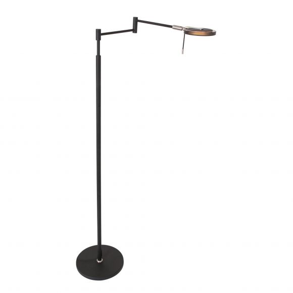 schwenk- und höhenverstellbare LED Stehleuchte dimmbare Leseleuchte schwarz mit Rauchglas Stehlampe Höhe 108-148 cm