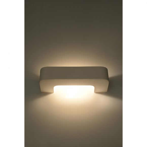 skandinavischene E27 Wandleuchte aus Keramik Wandlampe rechteckig weiß Akzentbeleuchtung 35,5 x 15 cm
