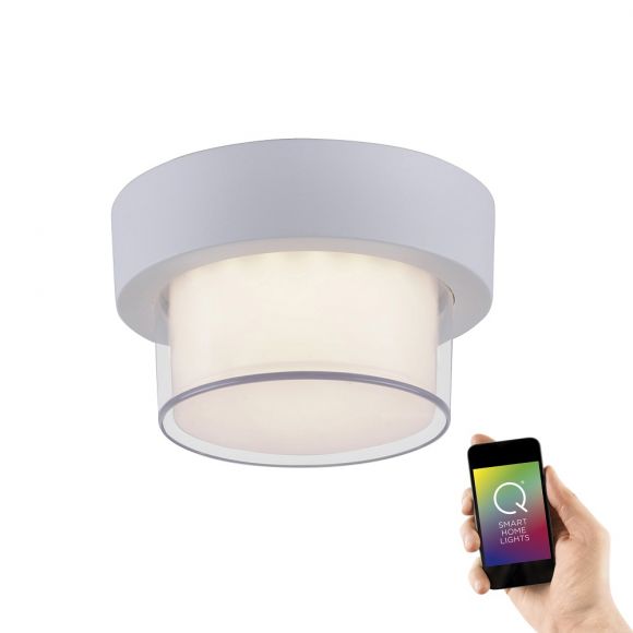 Smart Home LED Außenwandleuchte Q®-Erik weiß rund