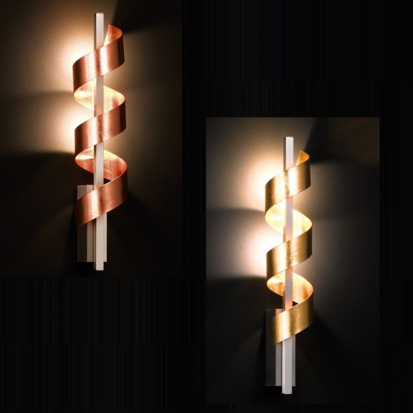 Spirale LED-Wandleuchte, gold oder kupfer 