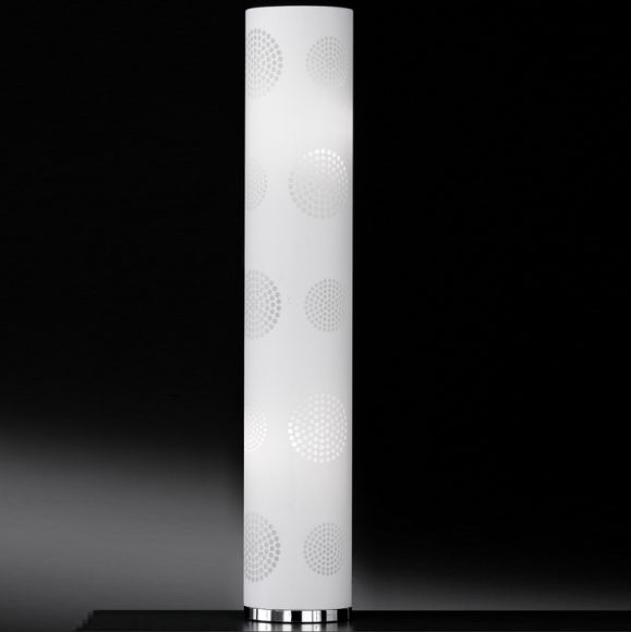 Standleuchte Stehlampe, Kunststoff Schirm H= 110cm, Ausbrenner-Dekor Punkt Dot, Weiß