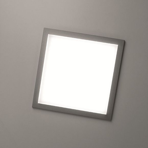 Superflache quadratische Einbau-LED-Leuchte - 13W - Gehäuse weiß, Diffusor satiniert - Maße 22,5 x 22,5cm - IP20