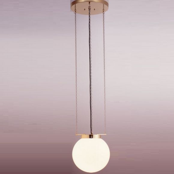 Tecnolumen, Bauhaus-Hängeleuchte mit Kette, Opalglas