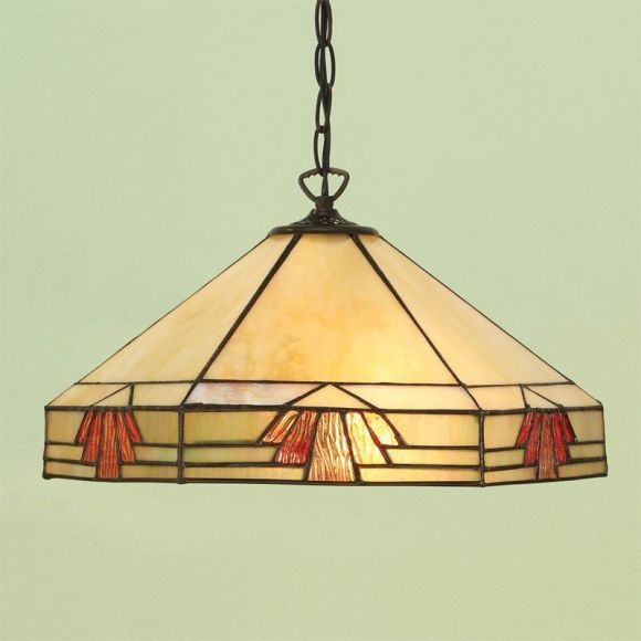 Tiffany-Pendelleuchte - Dunkelbraun -  Tiffanyglas in warmen Farben -   Für Leuchtmittel 1 x E27 60 Watt 