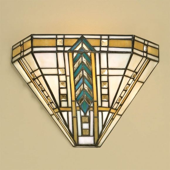 Tiffany-Wandleuchte - Tiffanyglas in harmonischer Farbkombination 