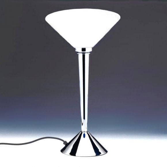 Tischleuchte mit weiß-mattem Glas - Oberfläche in chrom