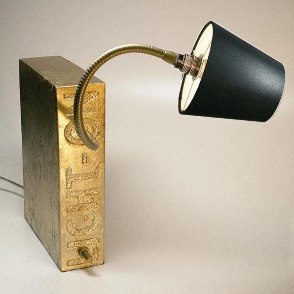 Top Light Buchstütze Light On Blattgold, Kopf Silk, Flexarm 30cm