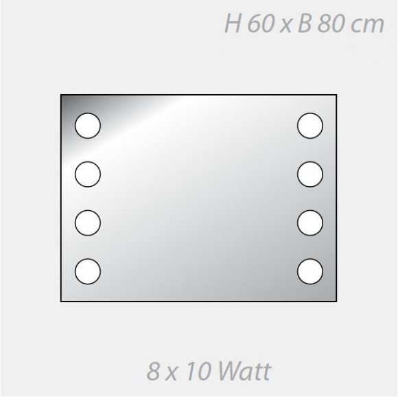 Top Light Spiegel DotLight, 2 x 4 Leuchtstellen, 60 x 80 cm