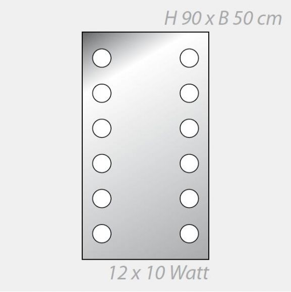Top Light Spiegel DotLight, 2 x 6 Leuchtstellen, 90 x 50 cm