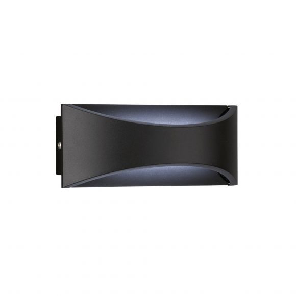 Up- & Downlight LED Wandleuchte halbrunde Außenwandlampe silber IP54 22,50 x 9 cm