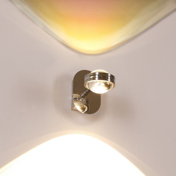 Up&Down LED-Wandleuchte in Chrom, mit Regenbogenglas 