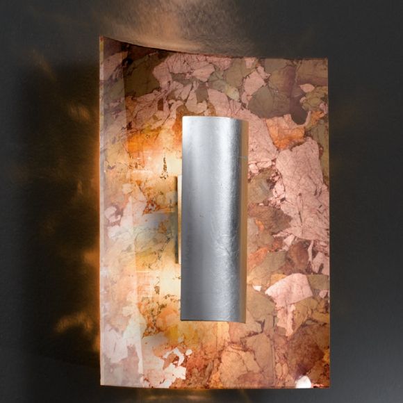 Wandleuchte aus Glas mit Schlagmetallveredelung 30x 23cm mit Reflektor in Kupfer, Gold, Silber und Schwarz