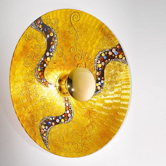 Wandleuchte Luna, Dekor Kiss, 24-Karat Gold, handgefertigt, D=62cm