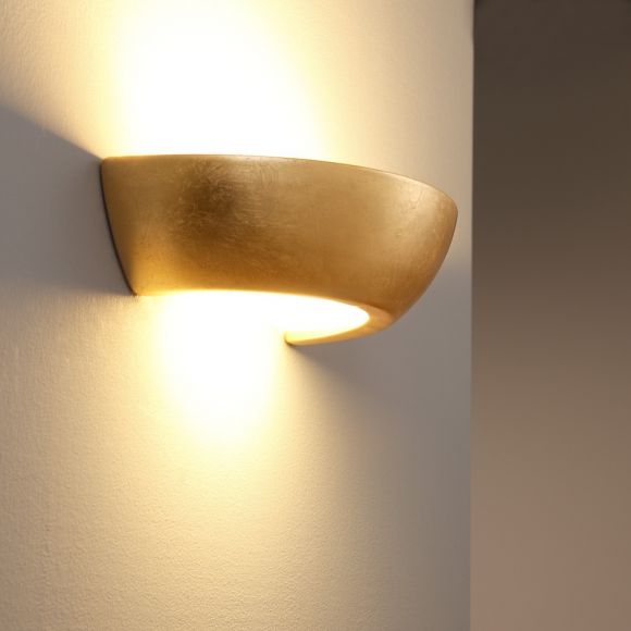 Wandleuchte mit Blattgold veredelter Oberfläche inklusive E27 60 Watt