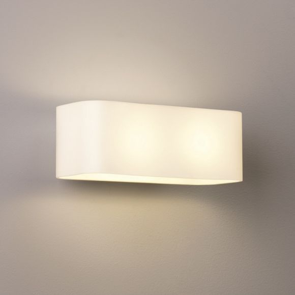 Wandleuchte Obround, Glas weiß, Breite 25 cm, E14, LED geeignet
