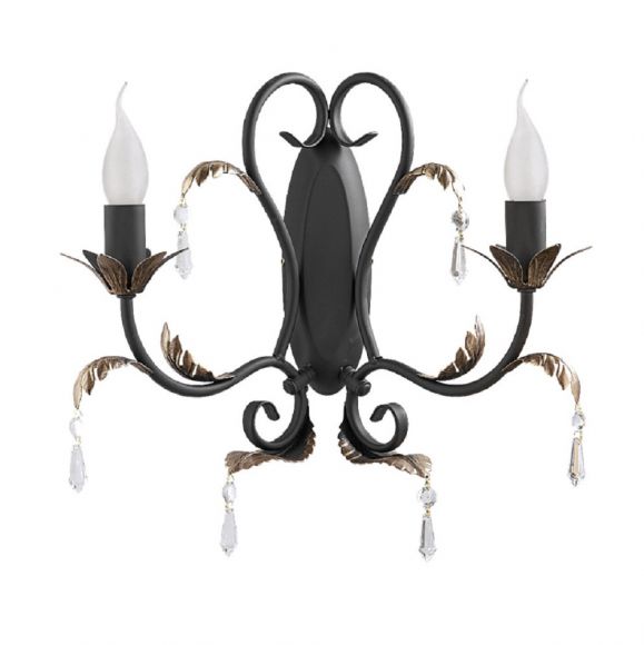 Wandleuchte, antik, dekorativ, 2 flammig, Kerzenleuchter, 39 cm breit
