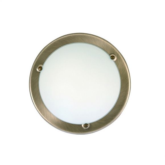 Wandleuchte, bronzefarbig, Glas satiniert, D 30 cm, LED einsetzbar