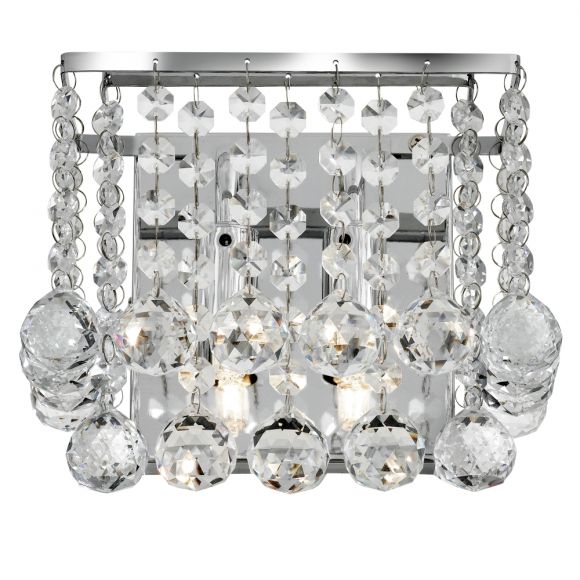 Wandleuchte, Kristallglasbehang, Chrom, klassisch, 20 cm lang