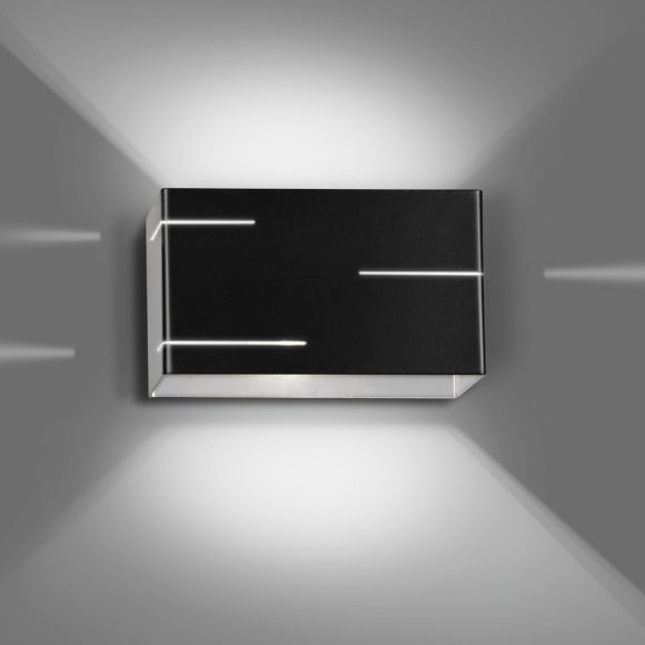 Wandleuchte, modern, Up & Down Light, schwarz, mit 3 Schlitzen, LED
