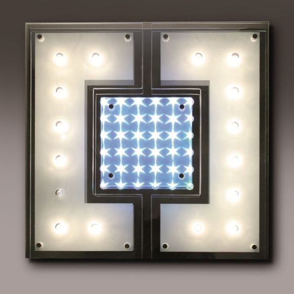 Wand- oder Deckenleuchte 40 x 40 cm - Kombiniert RGB-Farbwechsel LEDs und Halogen-Leuchtmittel - Fernbedienung