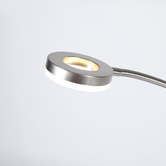Moderner LED Deckenfluter mit Lesearm und Dimmer und drehbarem Innenring, Stehlampe warmweiß 3000K , 187,5cm