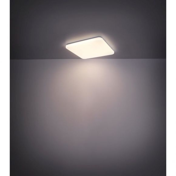 Smart Home eckige LED Deckenleuchte mit CCT-Lichtfarbsteuerung & Fernbedienung aus Acryl quadratisch Nachtlicht Memory Funktion Sternenhimmel Dekor kompatibel mit Google-Home und Alexa Deckenlampe weiß