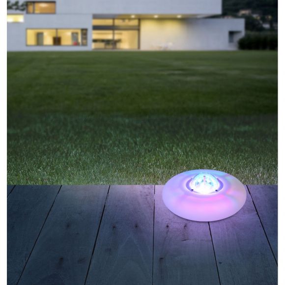 LED Solar Schwimmleuchte mit RGB Farbwechsel satiniert rund 3-flammige Außenleuchte schwimmt im Wasser ø 19 cm IP65