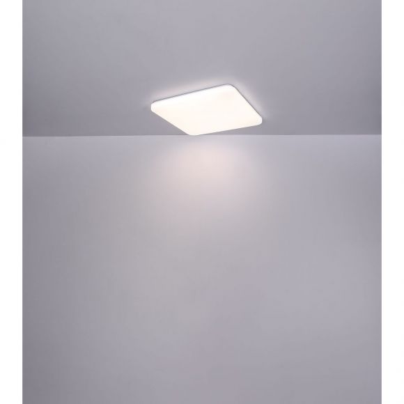 Smart Home eckige LED Deckenleuchte mit CCT-Lichtfarbsteuerung & Fernbedienung aus Acryl quadratisch Nachtlicht Memory Funktion Sternenhimmel Dekor kompatibel mit Google-Home und Alexa Deckenlampe weiß