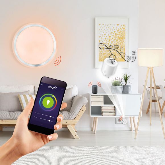 WOHNLICHT & | eckige Funktion Memory weiß & kompatibel mit quadratisch Alexa LED CCT-Lichtfarbsteuerung und mit Deckenlampe Acryl Home Smart Google-Home aus Deckenleuchte Fernbedienung